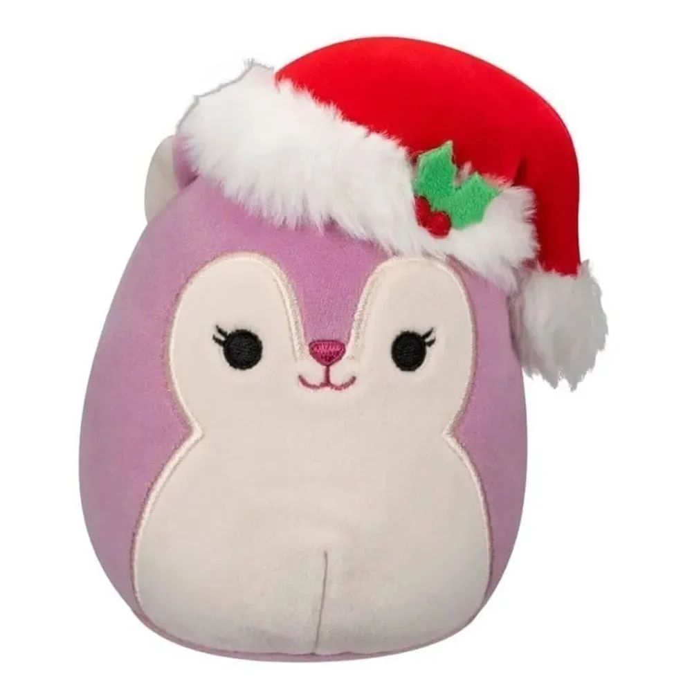 Squishmallows Allina Christmas The Squirrel Santa Hat Plush Toy, Small 20 cm